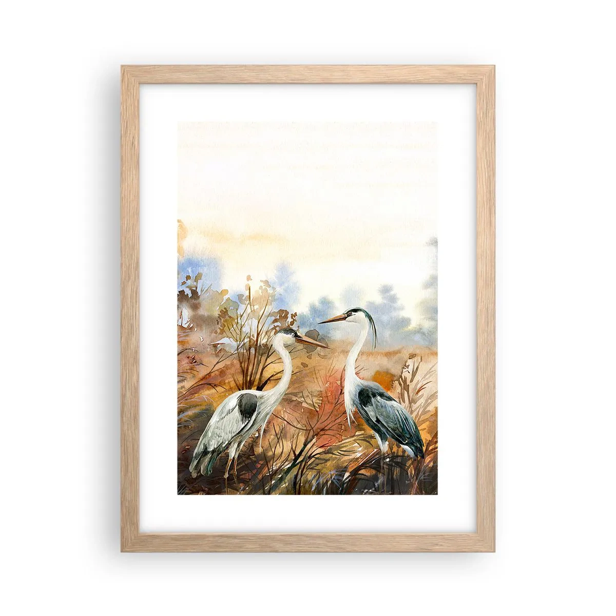 Plagát v ráme zo svetlého duba - Kam na jeseň? - 30x40 cm