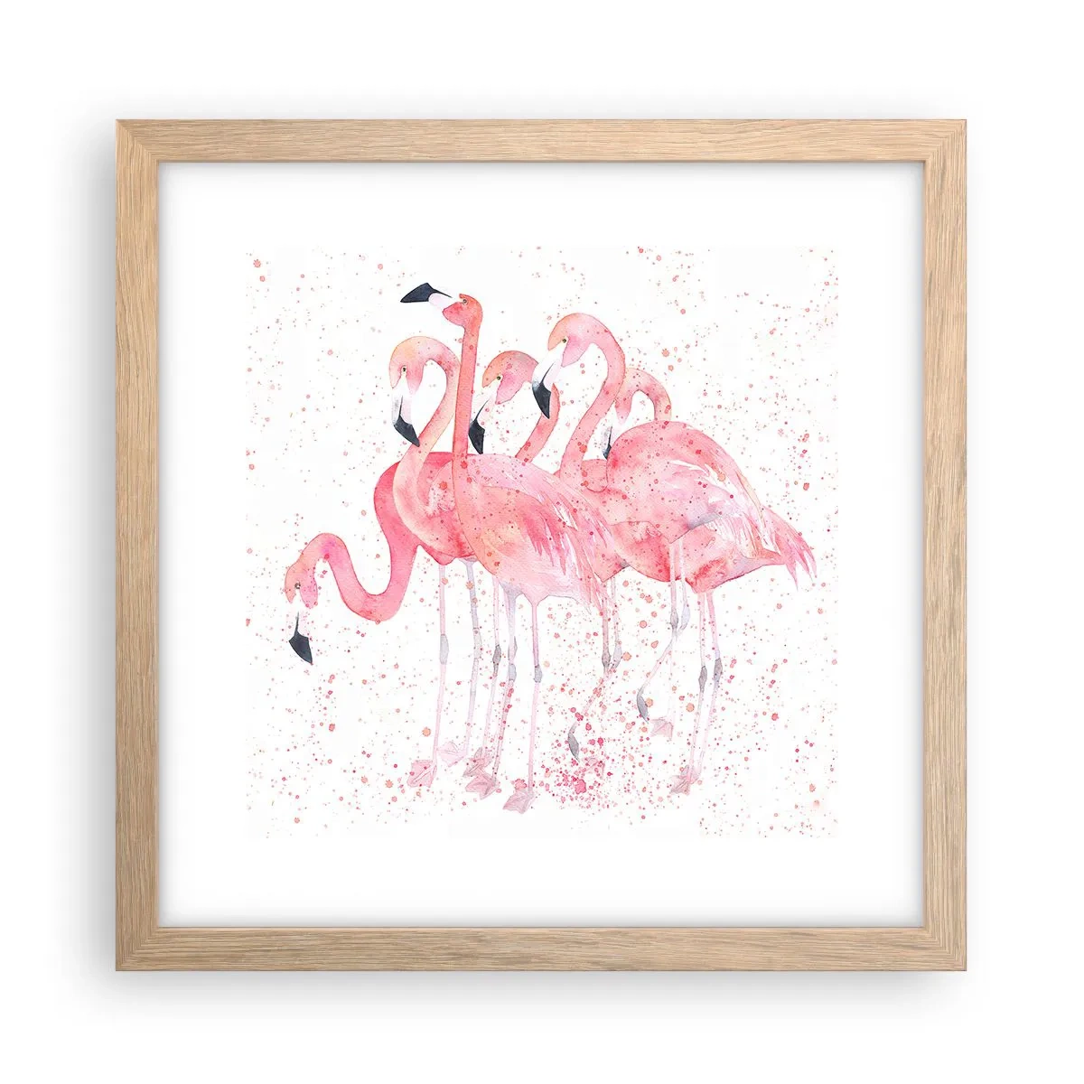 Plagát v ráme zo svetlého duba - Ružový ansámbl - 30x30 cm