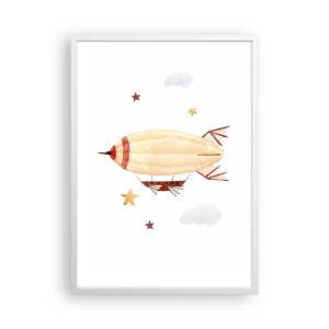 Plagát v bielom ráme - Vzducholoď - 50x70 cm