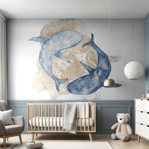 Fototapeta Premium Sand - Priateľstvo alebo láska? - Delfíny, Abstrakcia, Kus - 200x140 cm