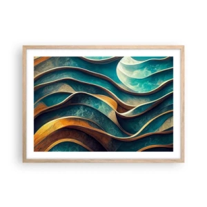 Plagát v ráme zo svetlého duba - Meandre modrej - 70x50 cm