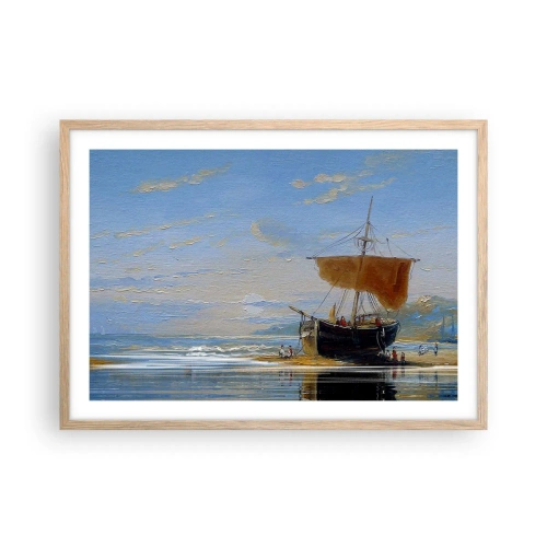 Plagát v ráme zo svetlého duba - Voda, zem, vzduch - 70x50 cm