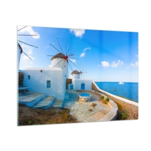 Obraz na skle - Modrý vietor od mora - 100x70 cm