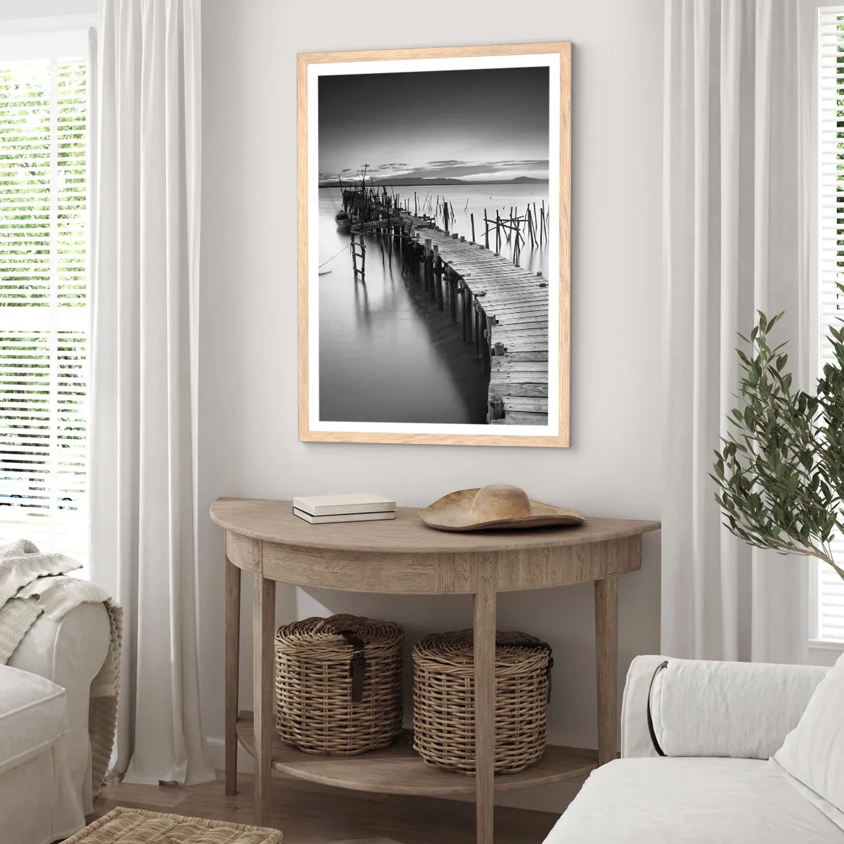 Plagát v ráme zo svetlého duba - Pokoj zabudnutého brehu - 70x100 cm