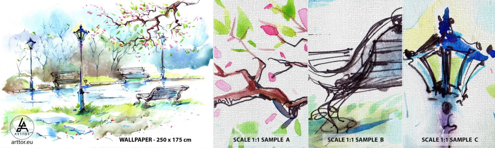 Vzorka fototapety Premium Canvas - Kúzlo parkového ticha - Krajina, Park, Park Alley - 100x30 cm