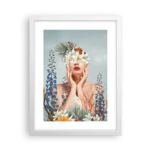 Plagát v bielom ráme - Žena – kvetina - 30x40 cm