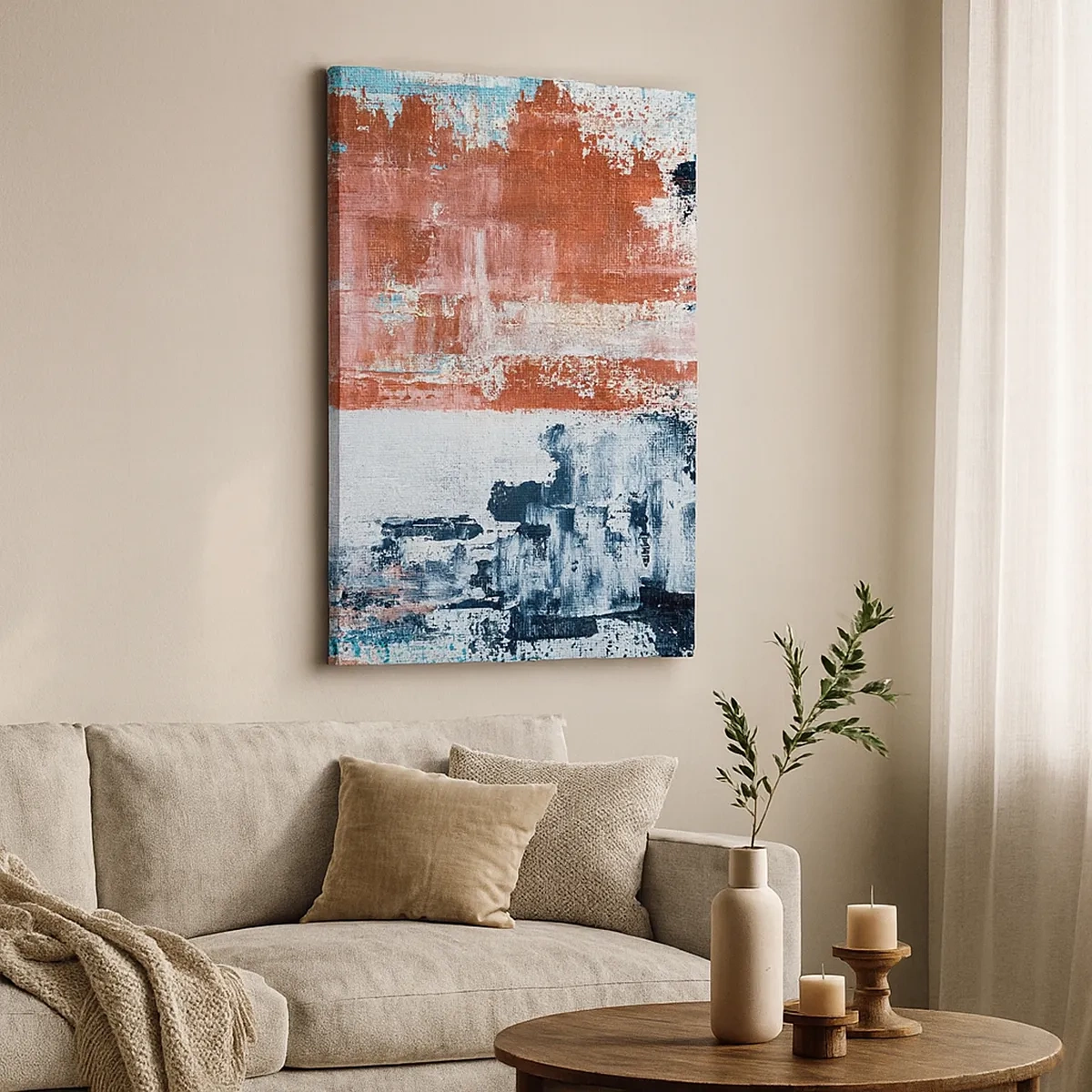 Obraz na plátne - Abstraktné pol na pol - 50x70 cm