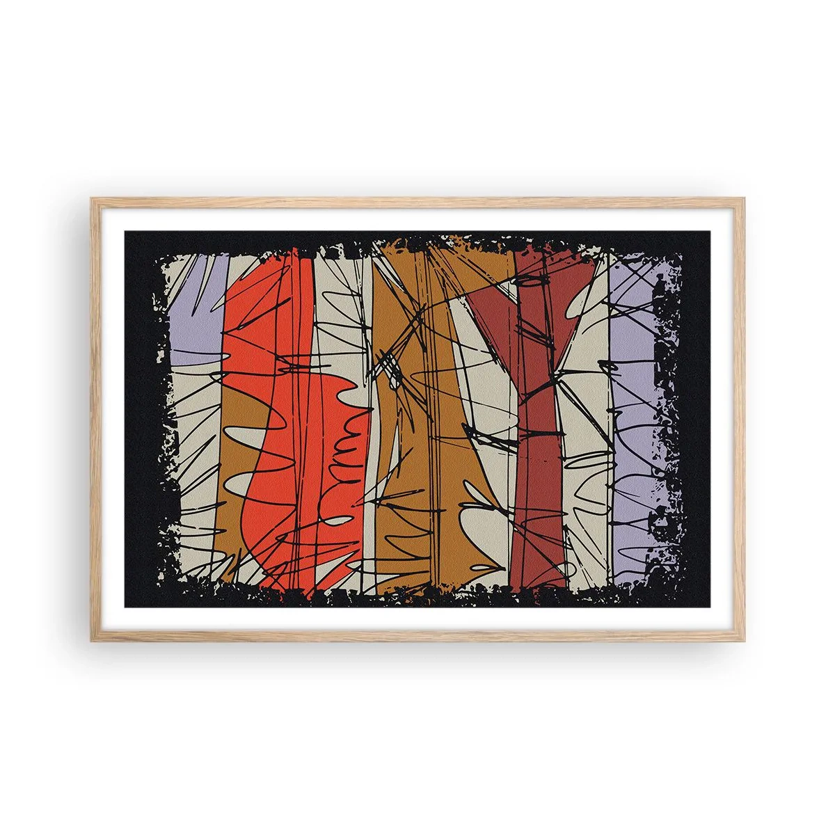 Plagát v ráme zo svetlého duba - Spontánna kompozícia - 91x61 cm