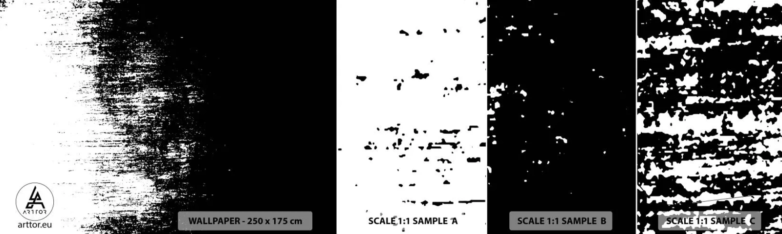 Vzorka samolepiacej fototapety Deluxe Sticker - Víťazom sa stáva... - Abstrakcia, Kus, Čierna a biela - 100x30 cm