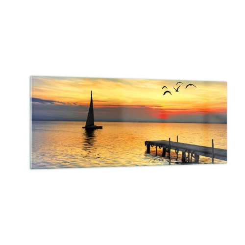 Obraz na skle - Večerné návraty - 100x40 cm