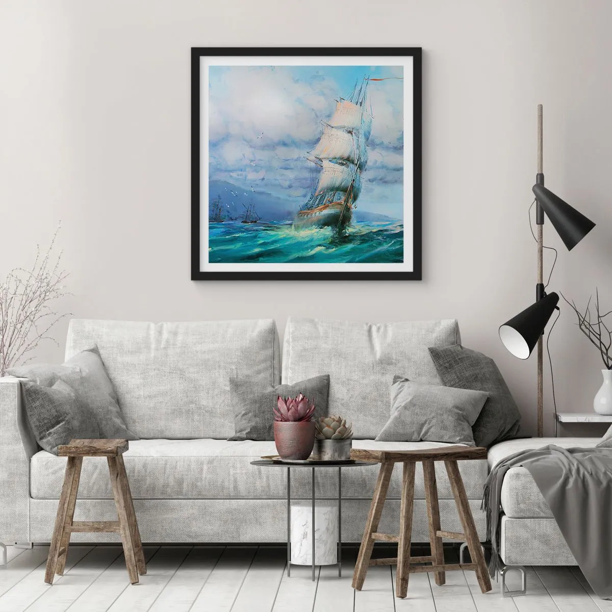 Plagát v čiernom ráme - Šťastnú cestu - 60x60 cm