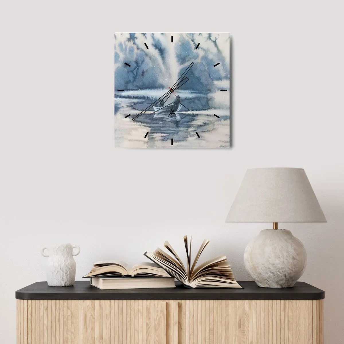 Nástenné hodiny - Rybári vo svojom raji - 30x30 cm