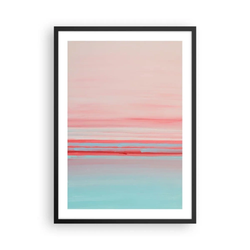 Plagát v čiernom ráme - Jemná abstrakcia v pastelových odtieňoch ružovej a modrej. - 50x70cm - Abstrakcia za úsvitu - Moderná nástenná dekorácia do obývacej izby a spálne ARTTOR