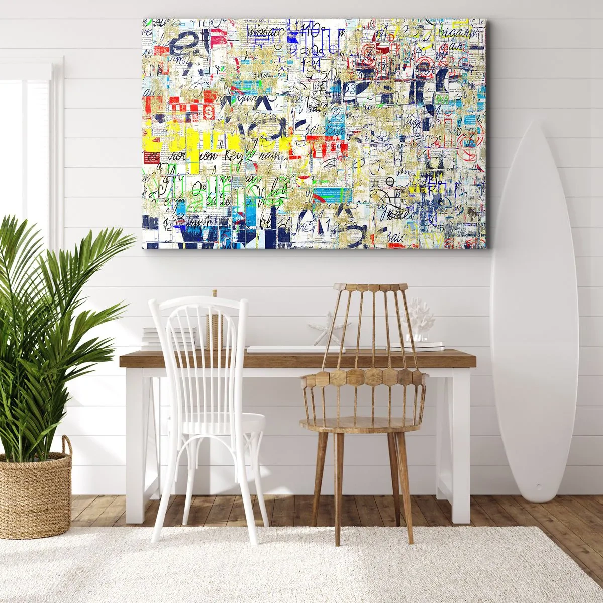 Obraz na plátne - Abstraktné graffiti s farebnými nápismi a vzormi - 70x50cm - Proste poteší oči - Moderná nástenná dekorácia do obývacej izby a spálne ARTTOR