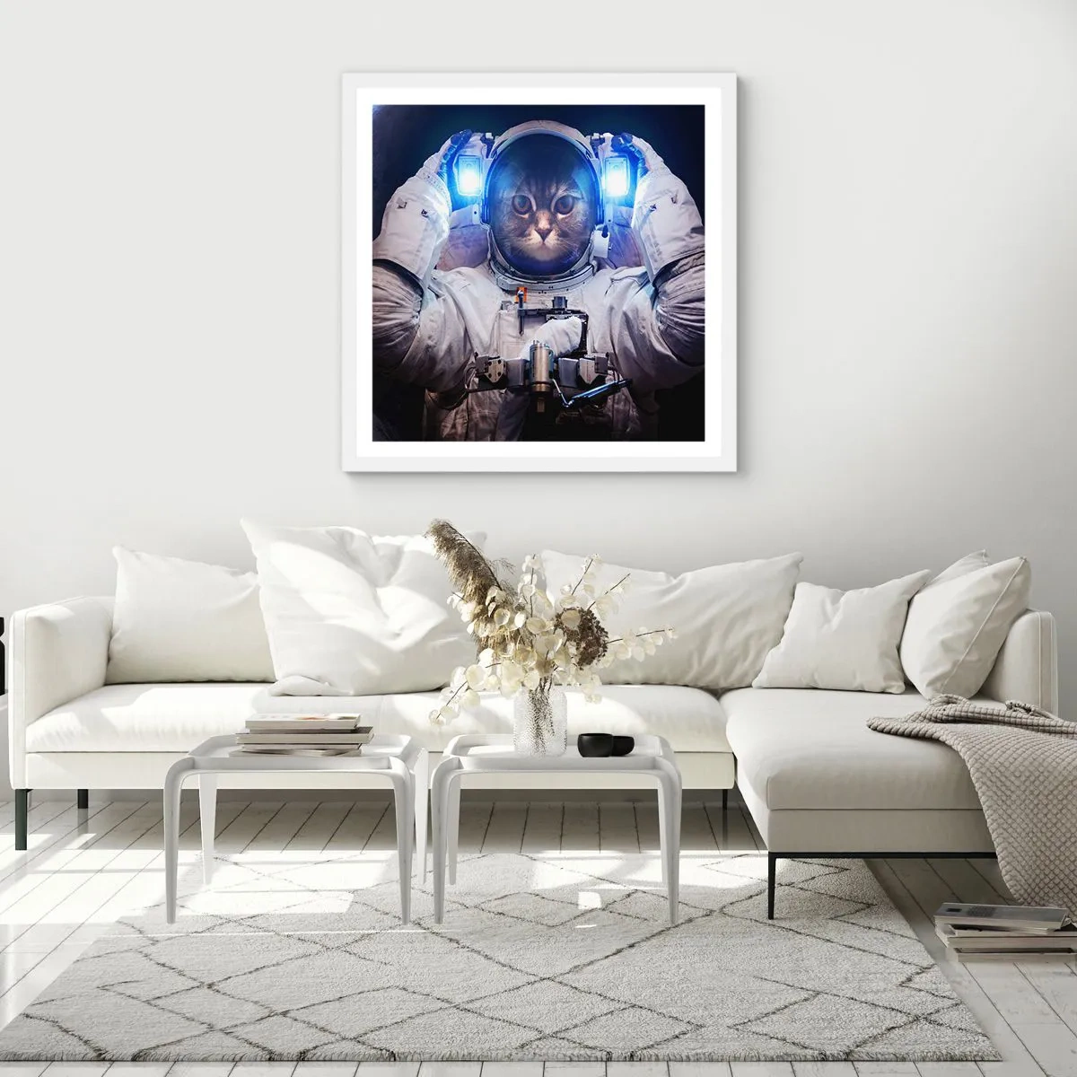 Plagát v bielom ráme - Houston, máte problém - 60x60 cm