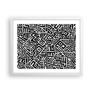 Plagát v bielom ráme - Predkolumbovská kompozícia - 50x40 cm
