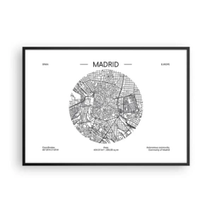 Plagát v čiernom ráme - Anatómia Madridu - 100x70 cm