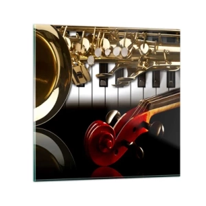 Obraz na skle - Plech, drevo a slonovinová kosť - 30x30 cm