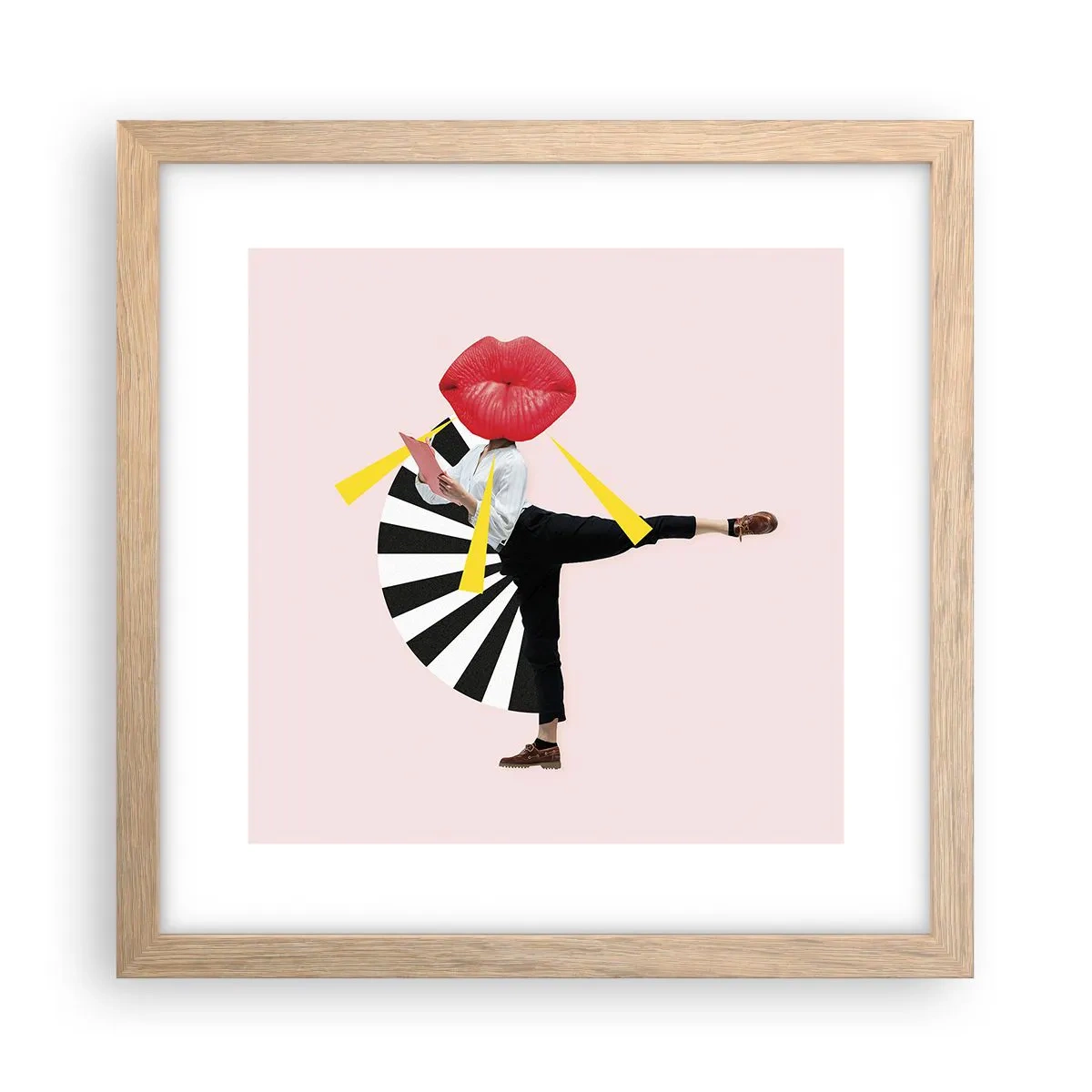 Plagát v ráme zo svetlého duba - Surrealistický pop-art - 30x30 cm