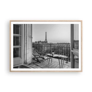 Plagát v ráme zo svetlého duba - Parížske popoludnie - 100x70 cm