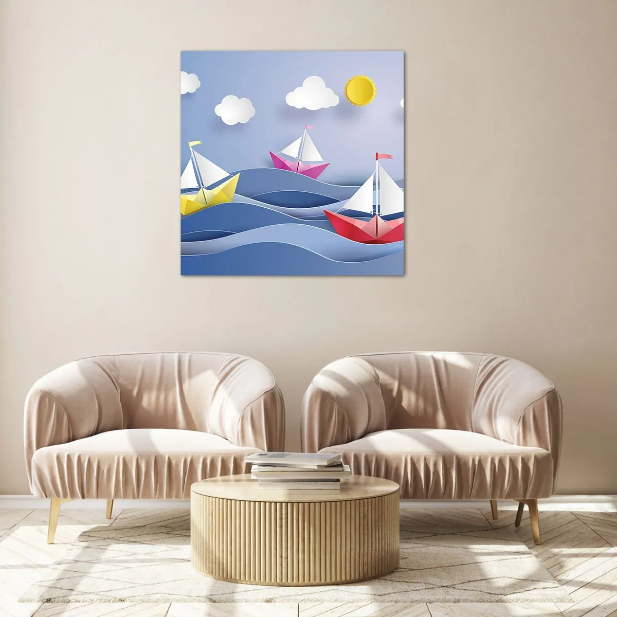 Obraz na skle - Ach, ako je príjemné hojdať sa na vlnách - 70x70 cm