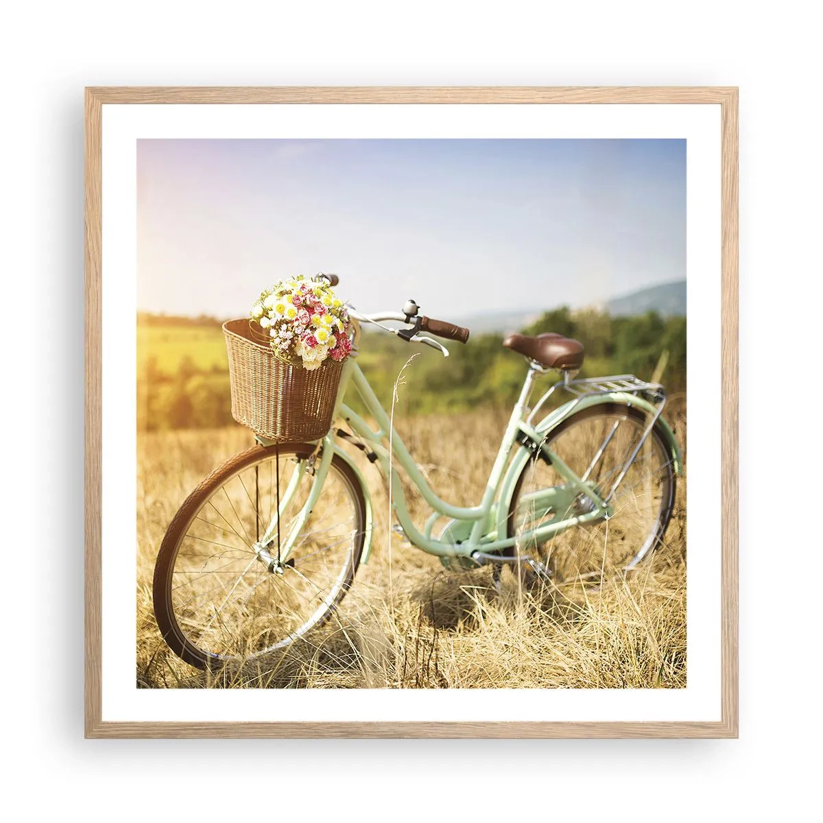 Plagát v ráme zo svetlého duba - Chvíľu tu zostanem - 60x60 cm