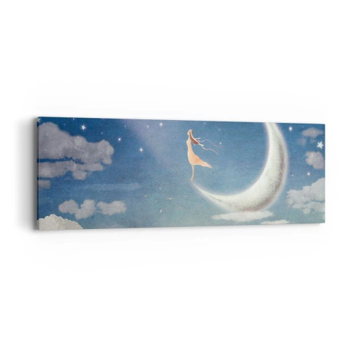 Obraz na plátne - Modrá koketa - 90x30 cm