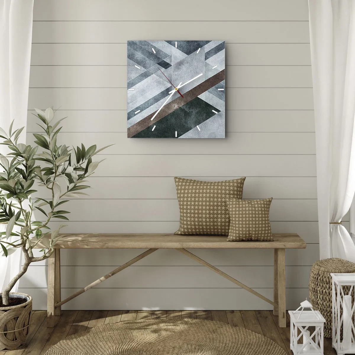 Nástenné hodiny - Sofistikovaná elegancia geometrie - 40x40 cm