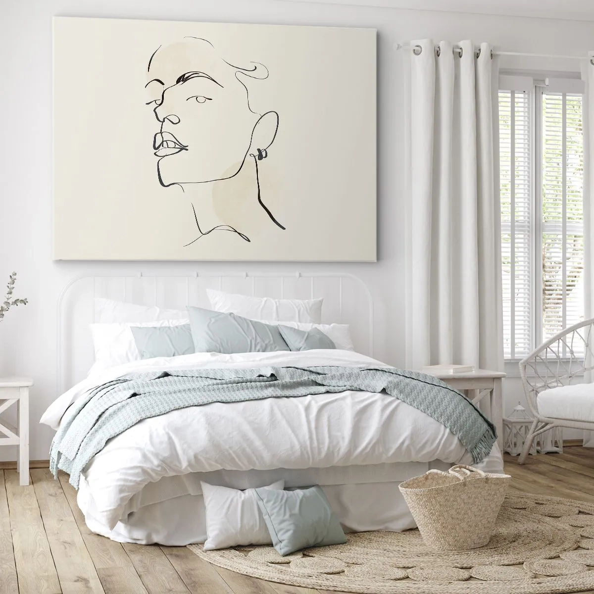 Obraz na plátne - Minimalistický náčrt ženskej tváre - 70x50cm - Hrdý pohľad - Moderná nástenná dekorácia do obývacej izby a spálne ARTTOR