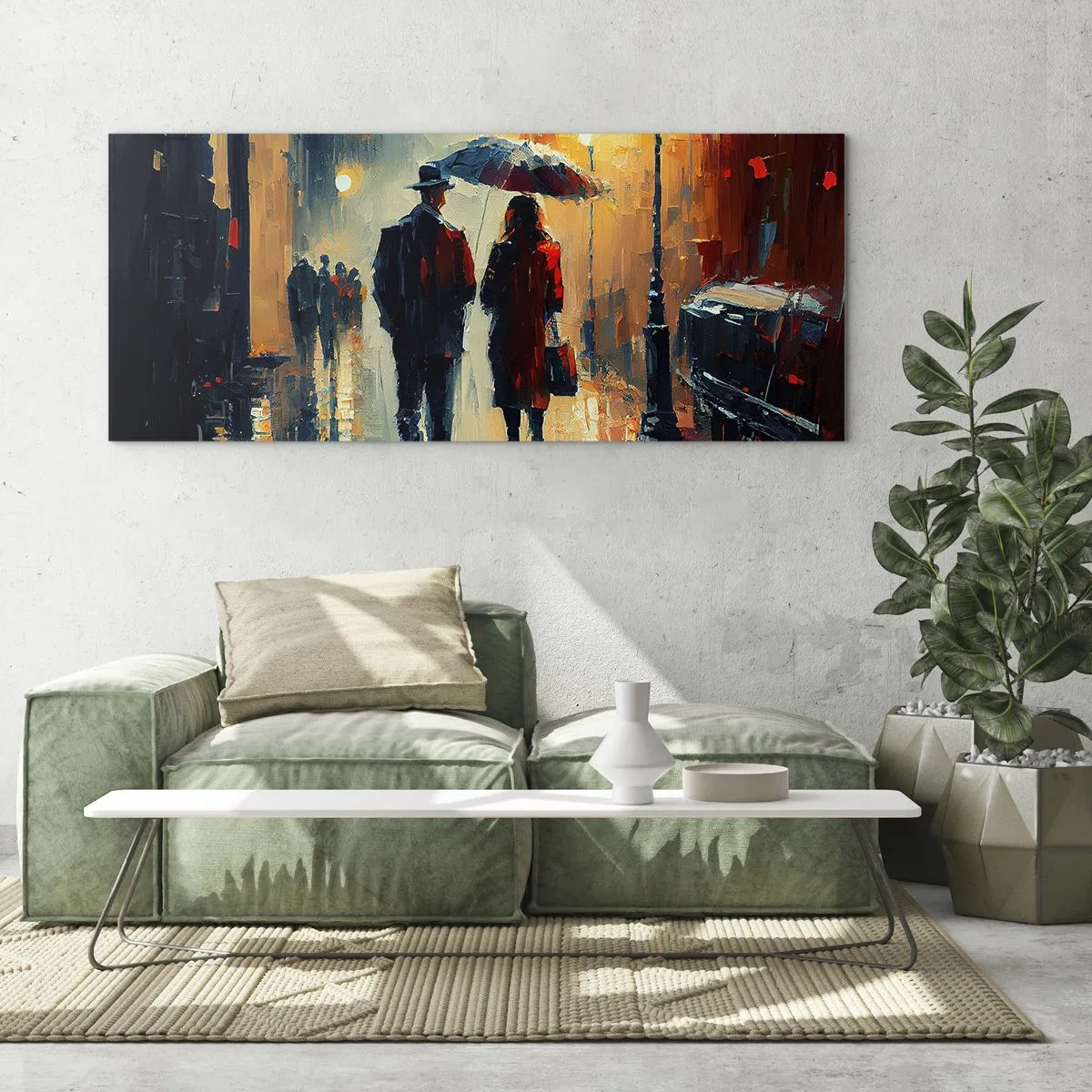 Obraz na skle - Mestská love story - 140x50 cm
