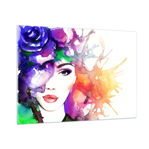 Obraz na skle - S hlavou v oblakoch - 100x70 cm