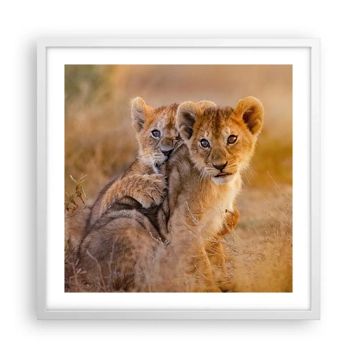 Plagát v bielom ráme - Nevyrušovať! Hrajme sa - 50x50 cm