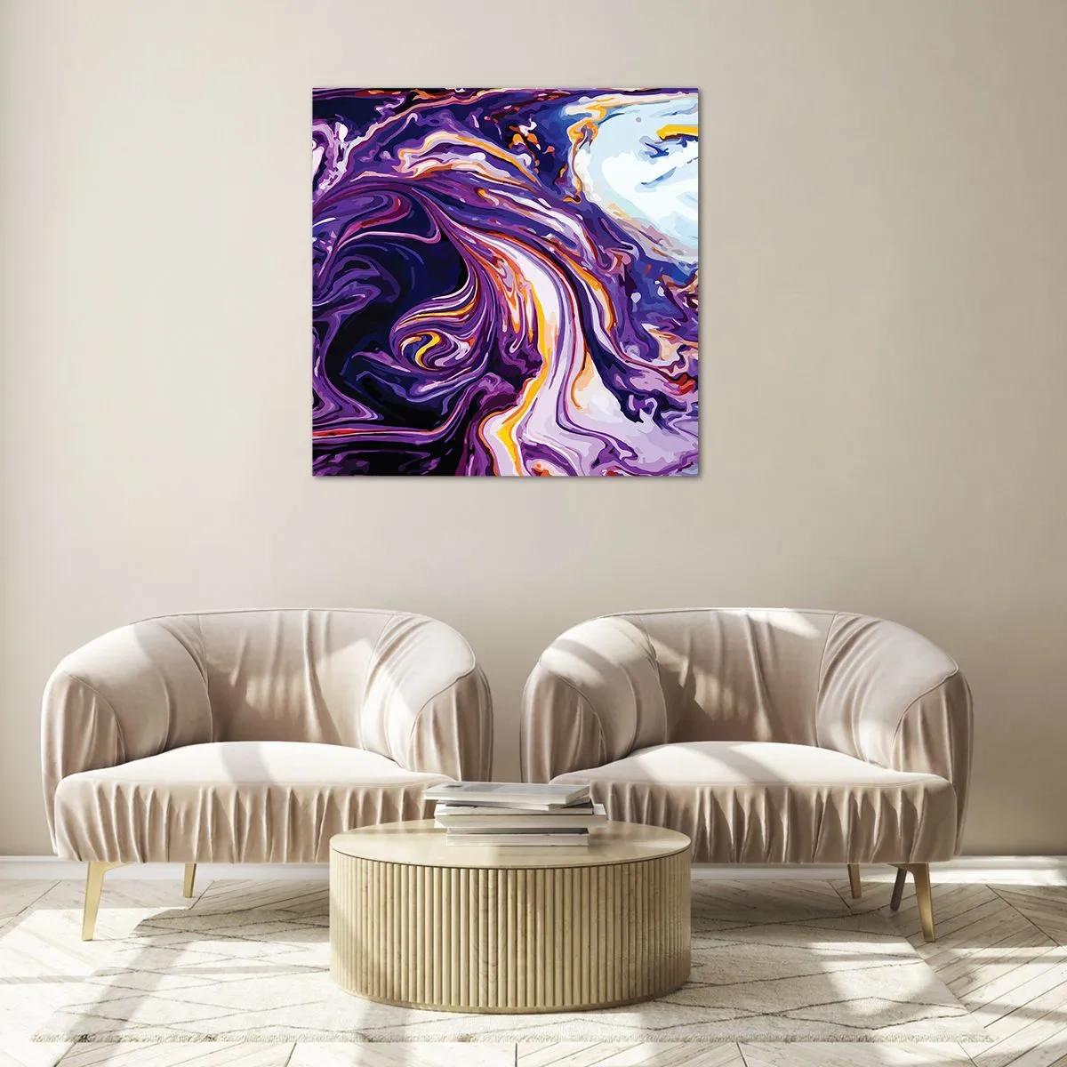 Obraz na skle - Záhyb priestoru vo fialovej - 40x40 cm