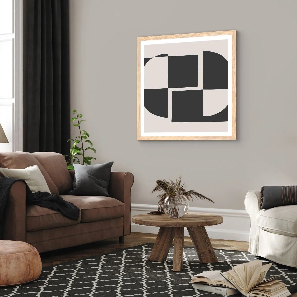 Plagát v ráme zo svetlého duba - Antitéza – syntéza - 50x50 cm