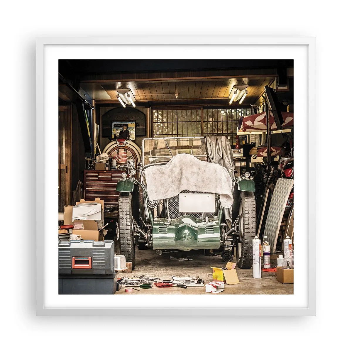 Plagát v bielom ráme - Späť do minulosti - 60x60 cm