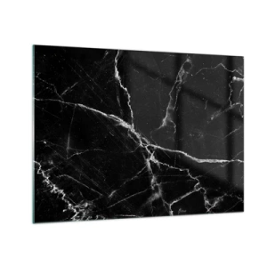 Obraz na skle - Čierny mramorový povrch so svetlými žilami - 70x50cm - Tajomný život kameňa - Moderná nástenná dekorácia do obývacej izby a spálne ARTTOR