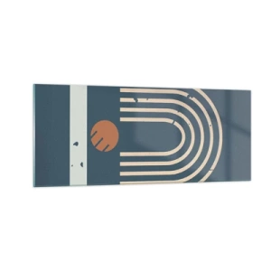 Obraz na skle - Geometria v námorníckej modrej - 100x40 cm