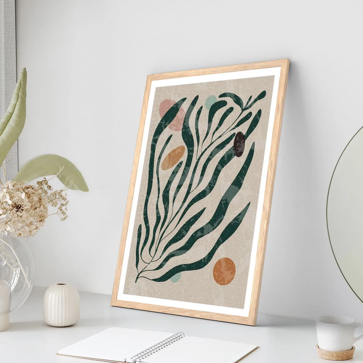 Plagát v ráme zo svetlého duba - Uprostred zelene - 70x100 cm