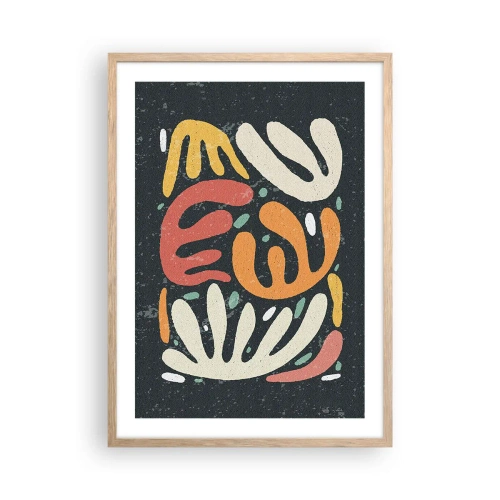 Plagát v ráme zo svetlého duba - Kompozícia – hneď ťa chytím - 50x70 cm