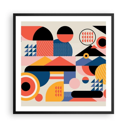 Plagát v čiernom ráme - Kompozícia: poďme sa hrať - 60x60 cm