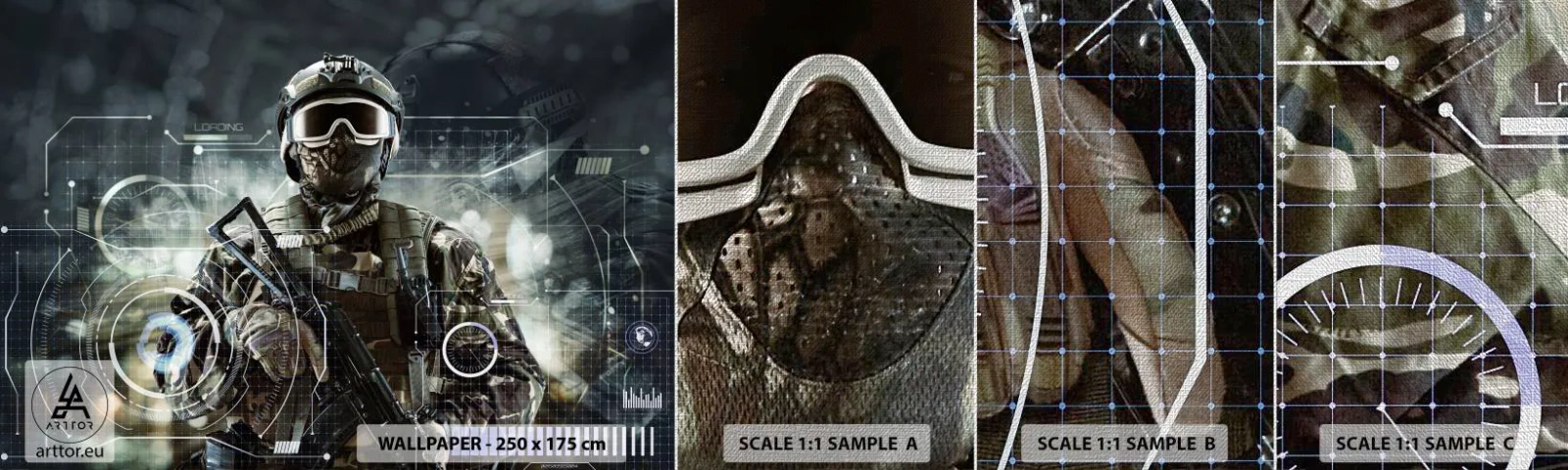 Vzorka fototapety Premium Canvas - Ešte väčšia sila - Abstrakcia, Vojak, Komando - 100x30 cm