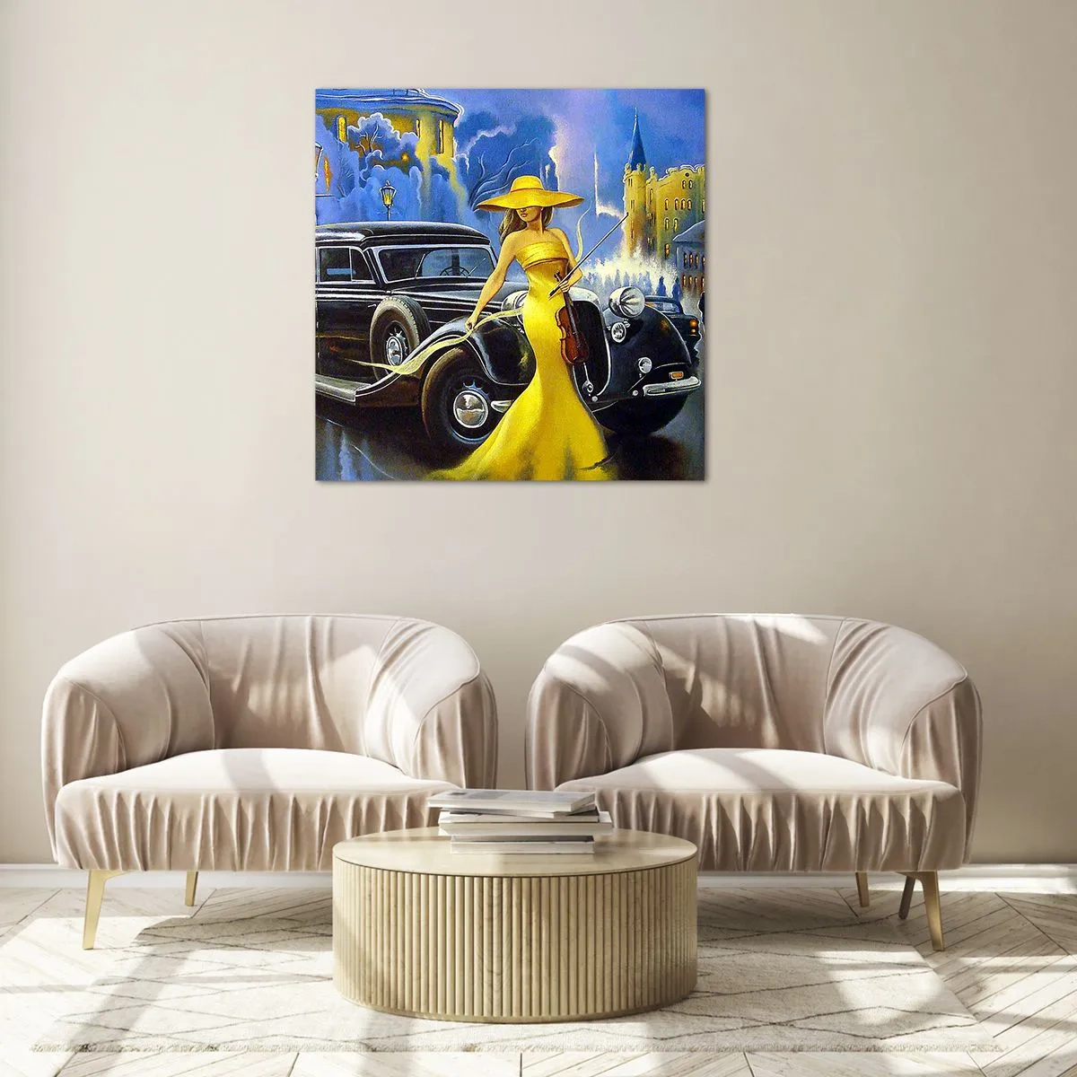 Obraz na skle - Nokturno pre husle a lásku - 50x50 cm