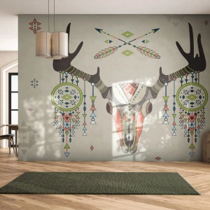 Fototapeta Premium Canvas - Trofej indiánskeho lovca - Abstrakcia, Jeleň, Boho - 250x175 cm