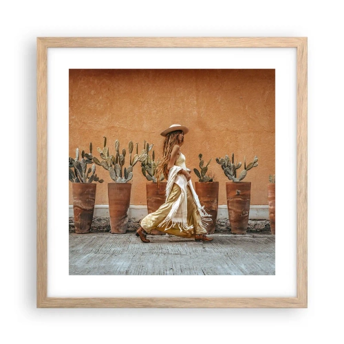 Plagát v ráme zo svetlého duba - V hippie štýle - 40x40 cm
