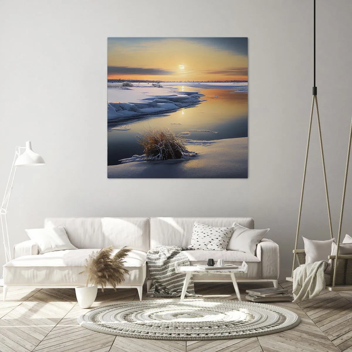 Obraz na plátne - Zimný západ slnka - 60x60 cm