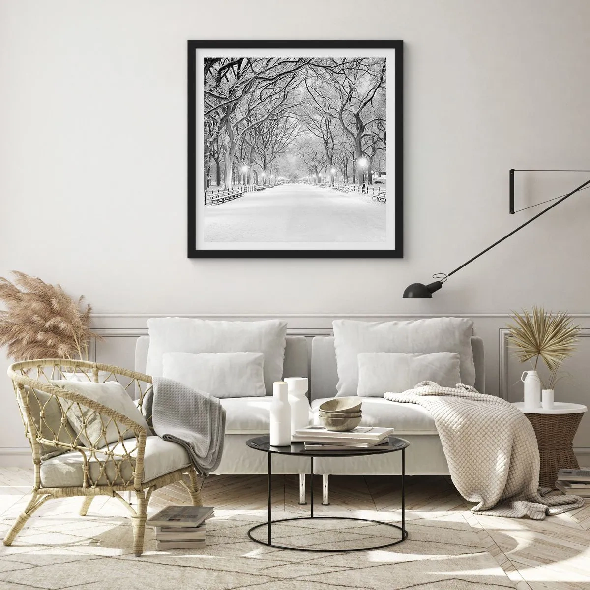 Plagát v čiernom ráme - Štyri ročné obdobia – zima - 40x40 cm