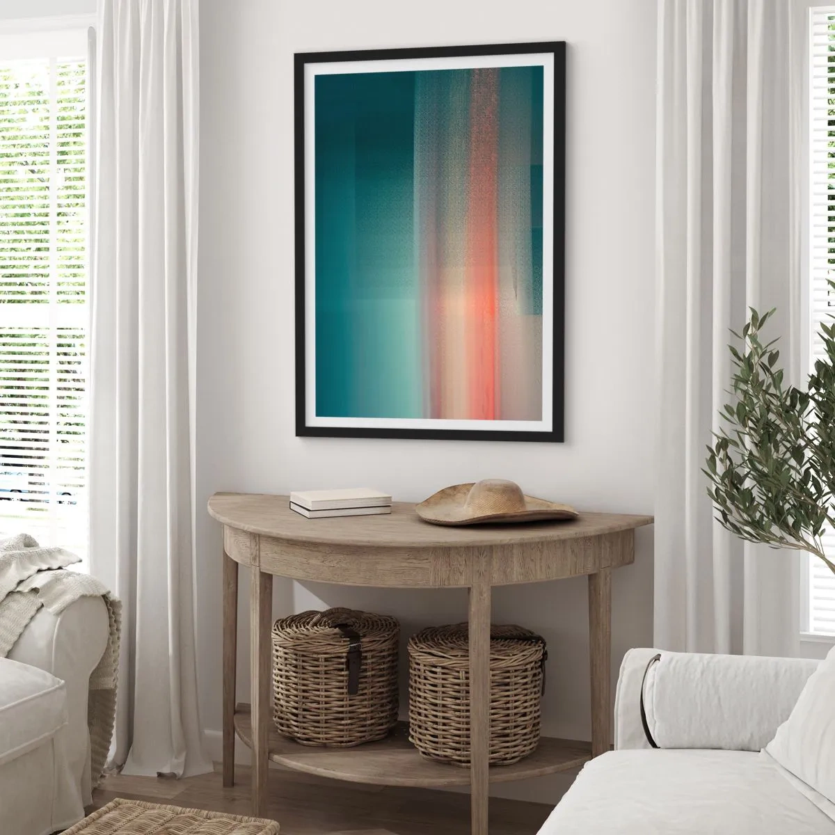 Plagát v čiernom ráme - Abstrakcia: vlny svetla - 61x91 cm