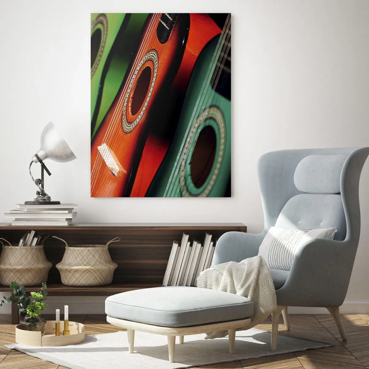 Obraz na skle - Gitara má veľa farieb - 50x70 cm