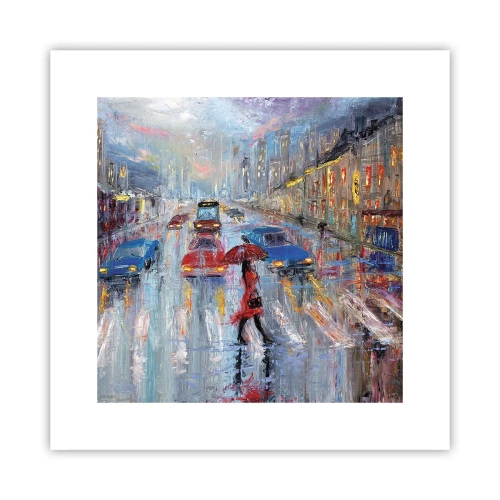Plagát - Daždivé popoludnie v meste - 30x30 cm