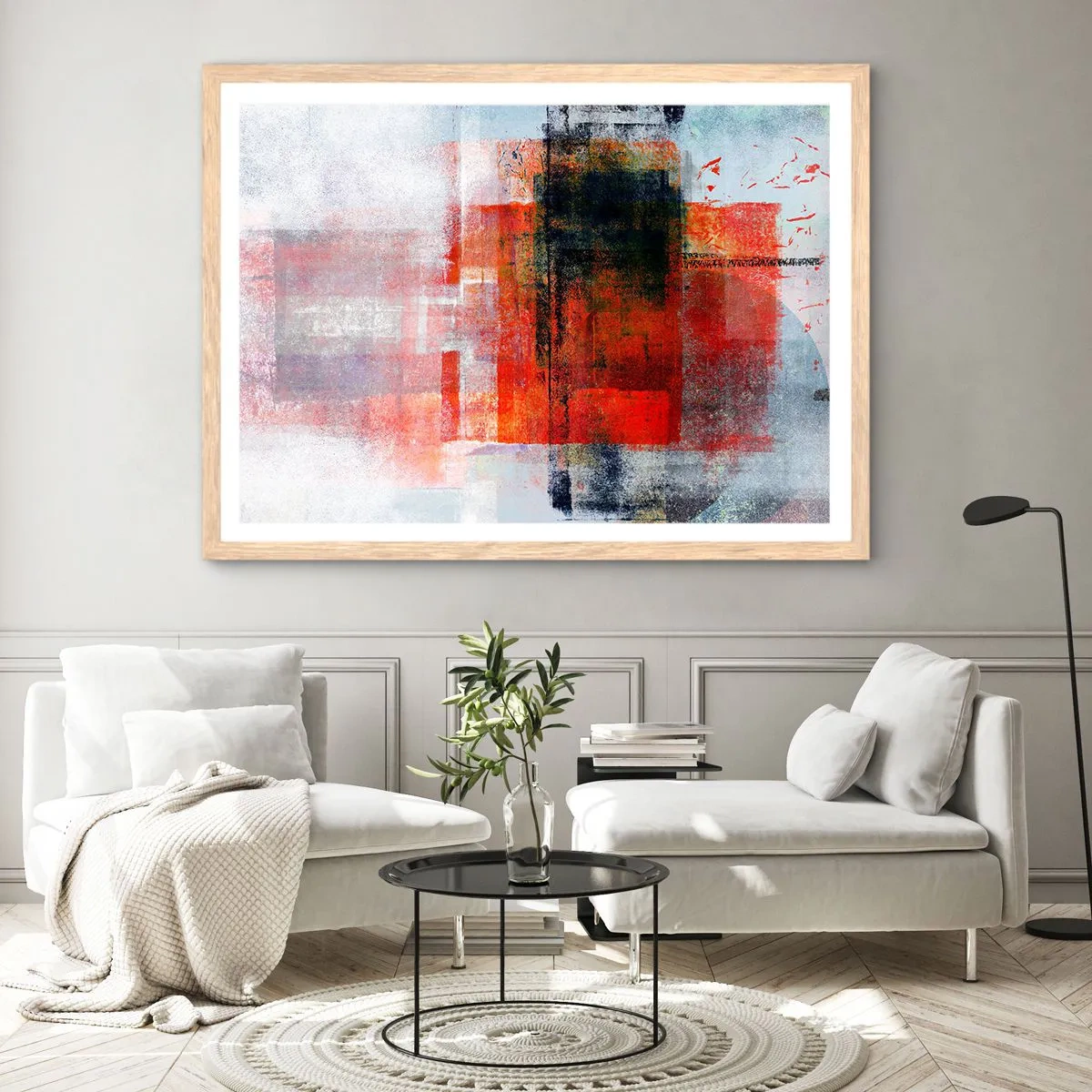 Plagát v ráme zo svetlého duba - Žiariaca kompozícia - 100x70 cm